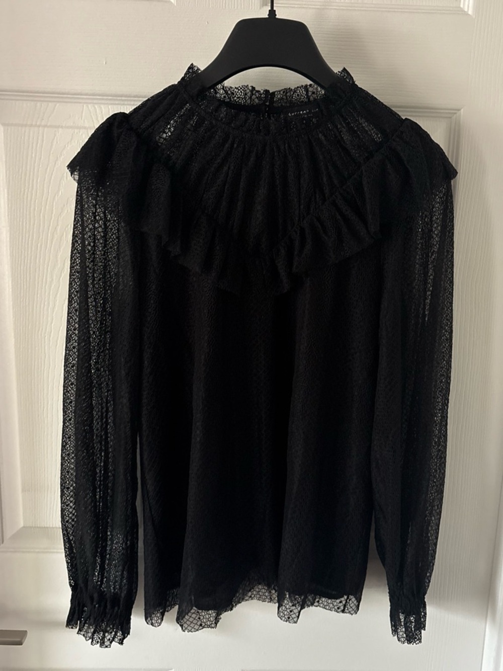 Current Air Rich Black Lace Long Sleeve Blouse Top Size S